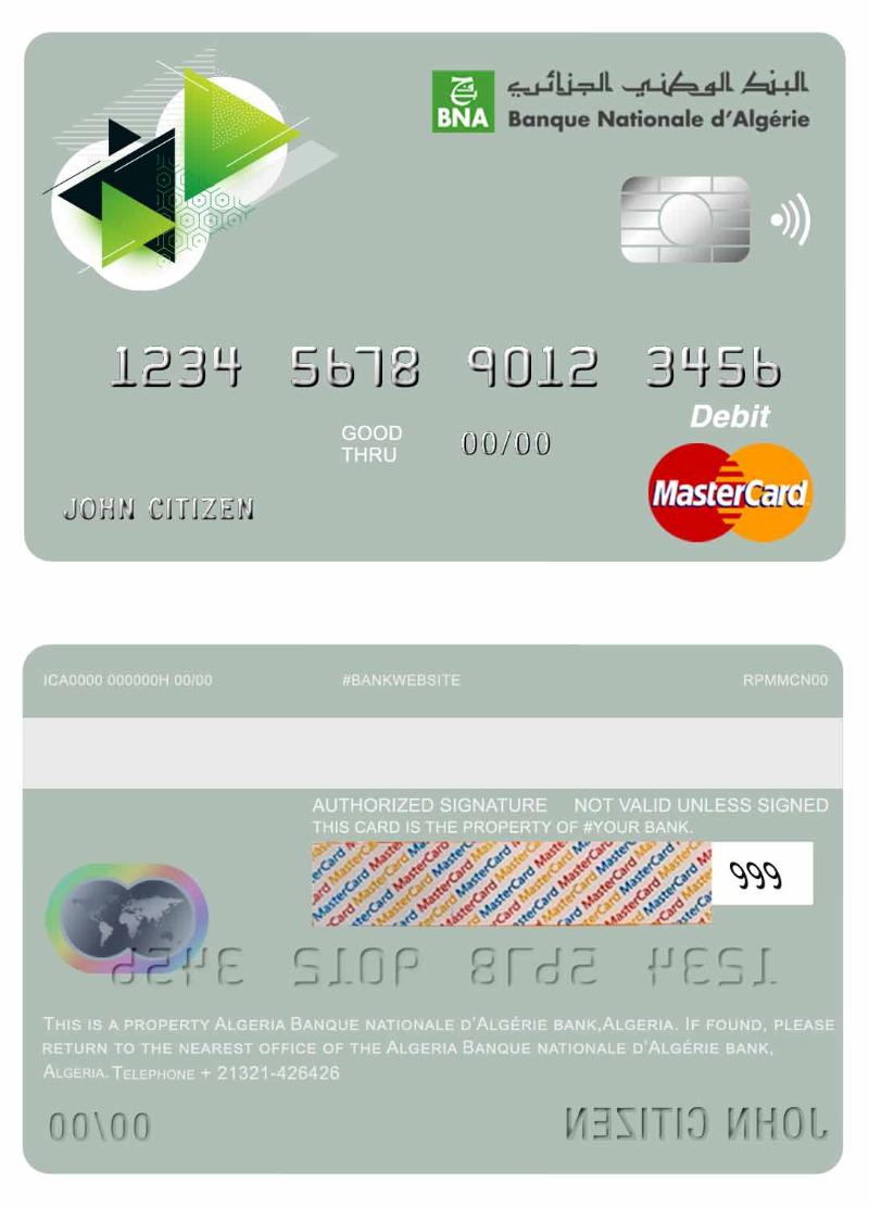 Algeria Banque Nationale d’Algérie (BNA) bank master  debit card